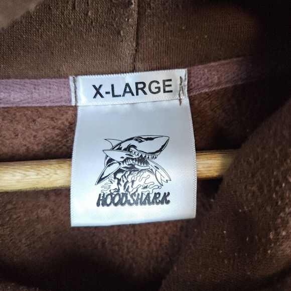 Hoodshark‎ Hoodie Men's Brown Size XL Patches Embroidered Streetwear Rap Hip Hop - Picture 7 of 16